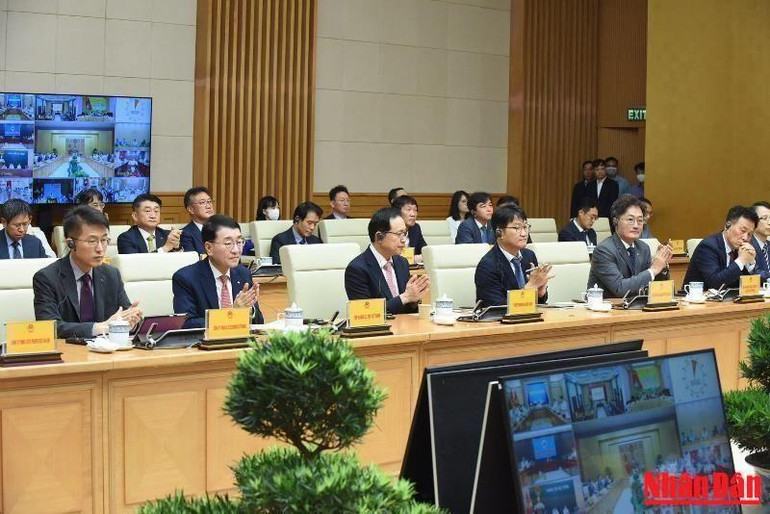 Đại diện các tổ chức, hiệp hội doanh nghiệp Hàn Quốc tại Việt Nam tham dự buổi làm việc.