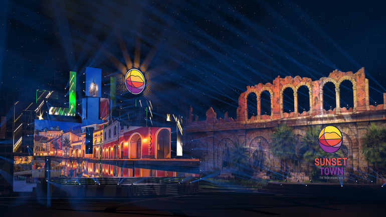 Sân khấu hoành tráng của chương trình New Year Countdown 2023 tại Quảng trường Ánh Dương- thị trấn Hoàng Hôn, An Thới, Phú Quốc