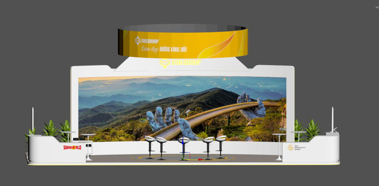 Phối cảnh hiện đại tại gian hàng của Sun Group. Phối cảnh hiện đại tại gian hàng của Sun Group.