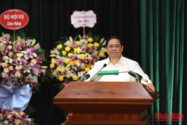 Thủ tướng Phạm Minh Chính phát biểu tại Lễ trao quyết định (Ảnh: TRẦN HẢI) Thủ tướng Phạm Minh Chính phát biểu tại Lễ trao quyết định (Ảnh: TRẦN HẢI)