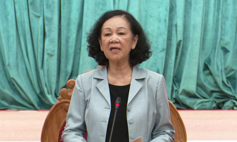 Đồng chí Trương Thị Mai, Ủy viên Bộ Chính trị, Thường trực Ban Bí thư, Trưởng ban Tổ chức trung ương đến dự và chỉ đạo Hội thảo về công tác phát triển đảng viên trong doanh nghiệp ngoài nhà nước khu vực miền trung - Tây Nguyên tại Bình Định.