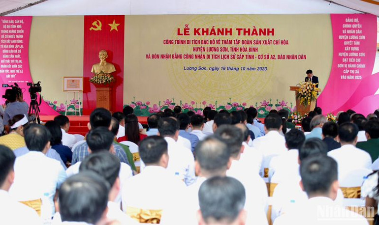 Đồng chí Nguyễn Đức Dũng phát biểu tại buổi lễ. (Ảnh: ANH TUẤN)