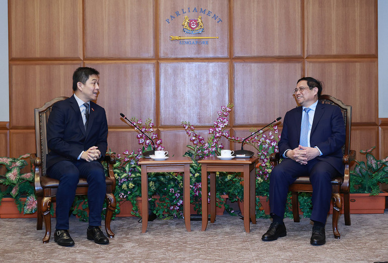 Thủ tướng Chính phủ Phạm Minh Chính hội kiến Chủ tịch Quốc hội Singapore Tan Chuan-Jin. (Ảnh: Dương Giang/TTXVN) Thủ tướng Chính phủ Phạm Minh Chính hội kiến Chủ tịch Quốc hội Singapore Tan Chuan-Jin. (Ảnh: Dương Giang/TTXVN)