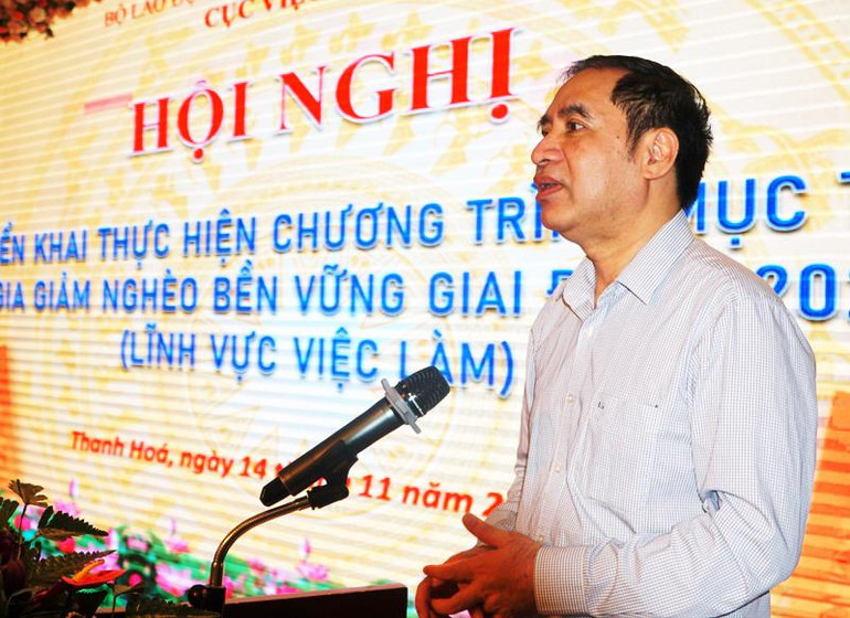 Cục trưởng Cục Việc làm Vũ Trọng Bình phát biểu tại hội nghị.