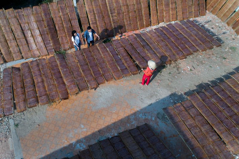 Làng nghề làm bánh tráng tại Tây Ninh.