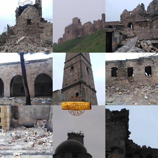 Khu vực thành cổ trong thành phố Aleppo bị hư hại sau trận động đất hôm 6/2. (Ảnh: Facebook Tổng cục Cổ vật và Bảo tàng Syria)