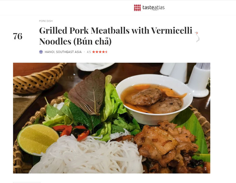 Bún chả, món ăn quen thuộc của người dân thủ đô đã trở thành món ăn nổi tiếng thế giới. (Ảnh chụp màn hình)