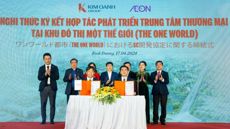 Ký kết Hợp tác phát triển Trung tâm thương mại tại dự án khu đô thị Một Thế Giới giữa Kim Oanh Group và Công ty AEON Việt Nam.