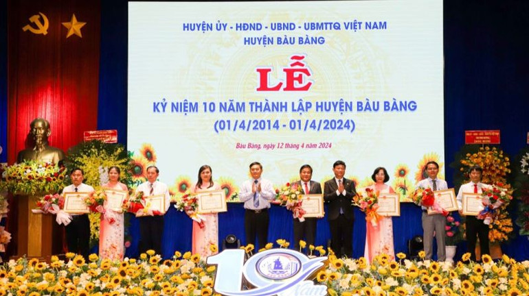 Lãnh đạo tỉnh Bình Dương trao tặng Bằng khen cho các tập thể.