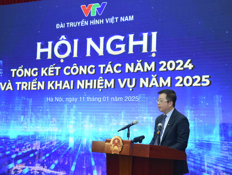 Tổng giám đốc Đài Truyền hình Việt Nam Nguyễn Thanh Lâm phát biểu.