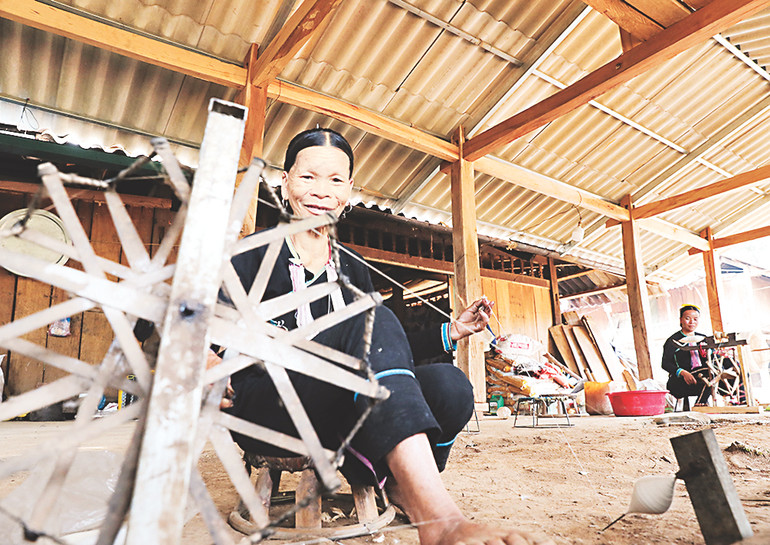 Đồng bào dân tộc Dao quần chẹt có nghề trồng bông dệt vải lâu đời.