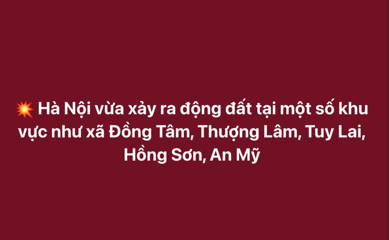 Một số dòng trạng thái về trận động đất nhẹ xảy ra tại Hà Nội tối 3/2.