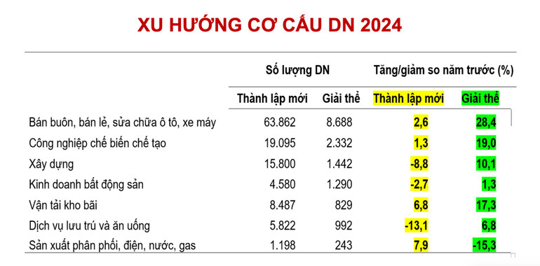 Xu hướng cơ cấu doanh nghiệp năm 2024. (Ảnh từ phần tham luận của PGS, TS Trần Đình Thiên)