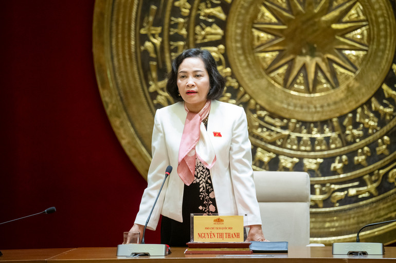 Phó Chủ tịch Quốc hội Nguyễn Thị Thanh phát biểu tại buổi Lễ Công bố 2 Nghị quyết của Ủy ban Thường vụ Quốc hội. Phó Chủ tịch Quốc hội Nguyễn Thị Thanh phát biểu tại buổi Lễ Công bố 2 Nghị quyết của Ủy ban Thường vụ Quốc hội.