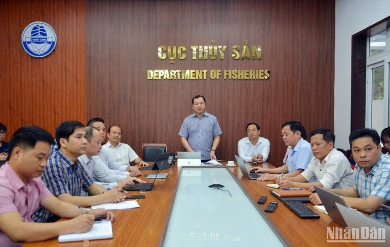 Cục trưởng Thủy sản Trần Đình Luân phê bình các địa phương làm báo cáo về việc giám sát hoạt động tàu cá còn sơ sài. Cục trưởng Thủy sản Trần Đình Luân phê bình các địa phương làm báo cáo về việc giám sát hoạt động tàu cá còn sơ sài.