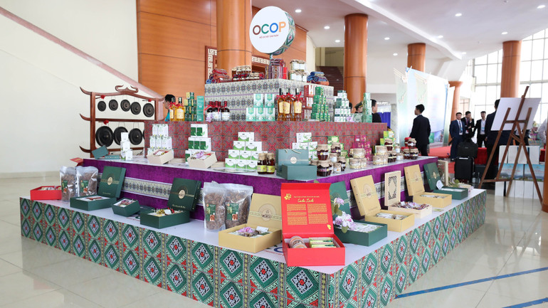 Sản vật Hoa Đất Mường được trưng bày tại các hội nghị lớn của tỉnh Hòa Bình.