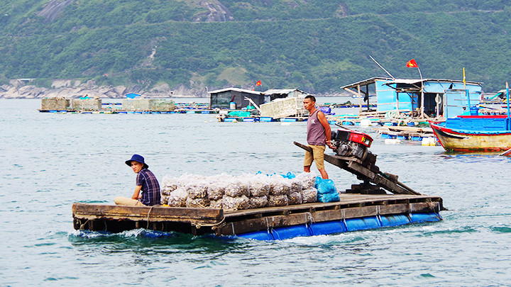 Phương tiện tự chế chở thức ăn.