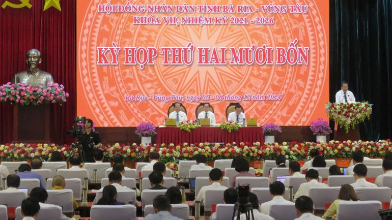 Toàn cảnh Kỳ họp thứ 24, Hội đồng nhân dân tỉnh Bà Rịa-Vũng Tàu.