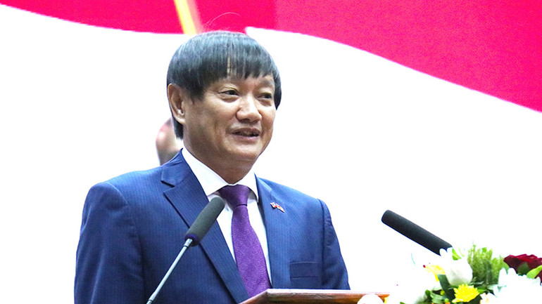 Đại sứ Việt Nam tại Lào Nguyễn Bá Hùng. (Ảnh: Hải Tiến)