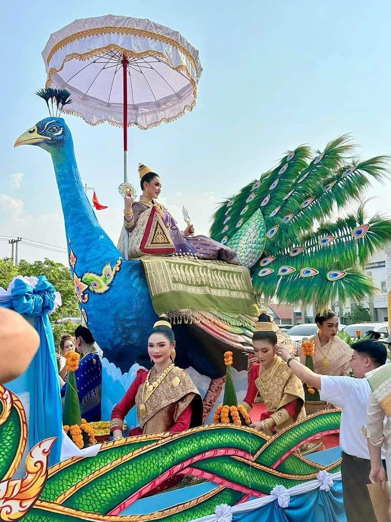 Lễ rước Nàng chúa Xuân tại thành phố Kaysone Phomvihane, tỉnh Savannakhet, Trung Lào.