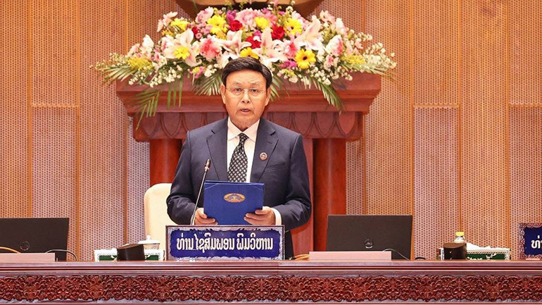 Chủ tịch Quốc hội Lào Saysomphone Phomvihane. Ảnh: Cộng tác viên