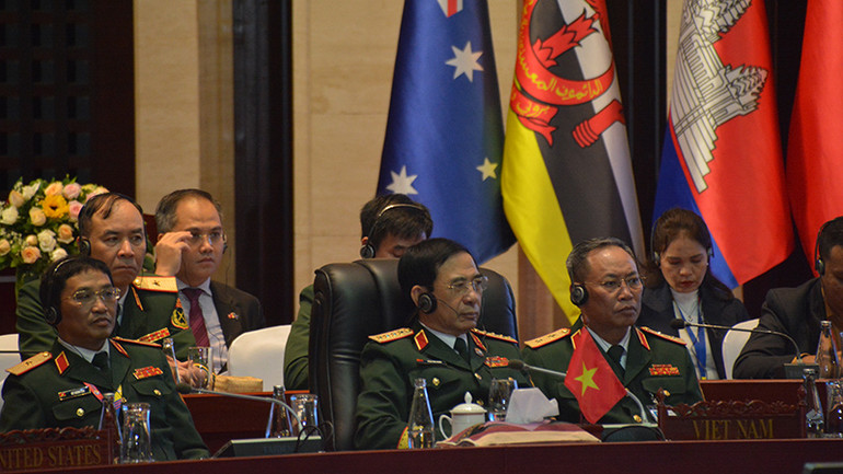 Đại tướng Phan Văn Giang có bài phát biểu quan trọng tại Hội nghị. (Ảnh: Trịnh Dũng)