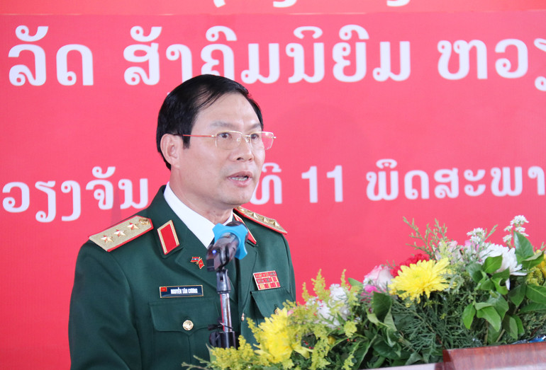 Thượng tướng Nguyễn Tân Cương phát biểu tại buổi lễ. (Ảnh: Trịnh Dũng)