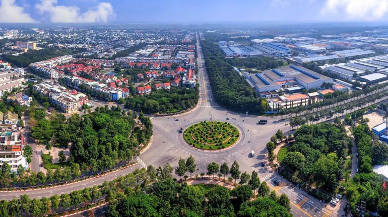 Một góc Khu công nghiệp-Đô thị và Dịch vụ Mỹ Phước do Tổng Công ty Becamex IDC đầu tư.