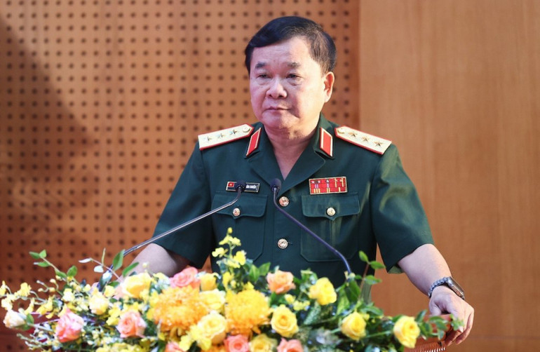 Thượng tướng Hoàng Xuân Chiến phát biểu ý kiến tại buổi lễ.