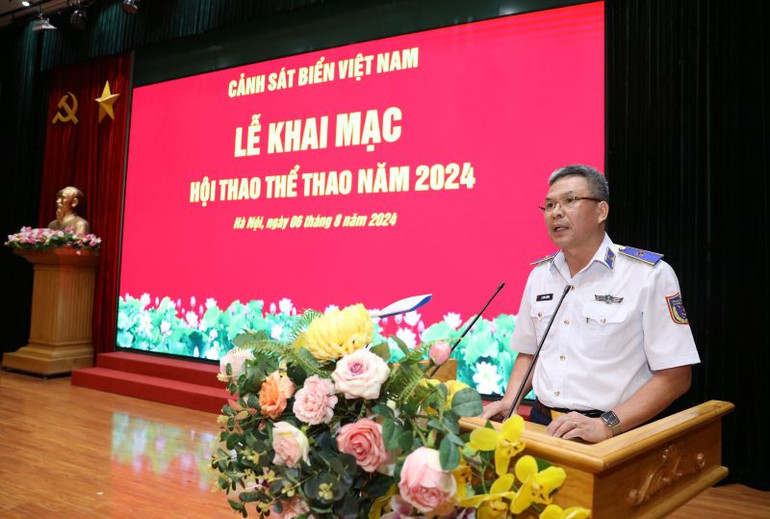 Thiếu tướng Lê Đình Cường phát biểu khai mạc Hội thao Thể thao năm 2024.