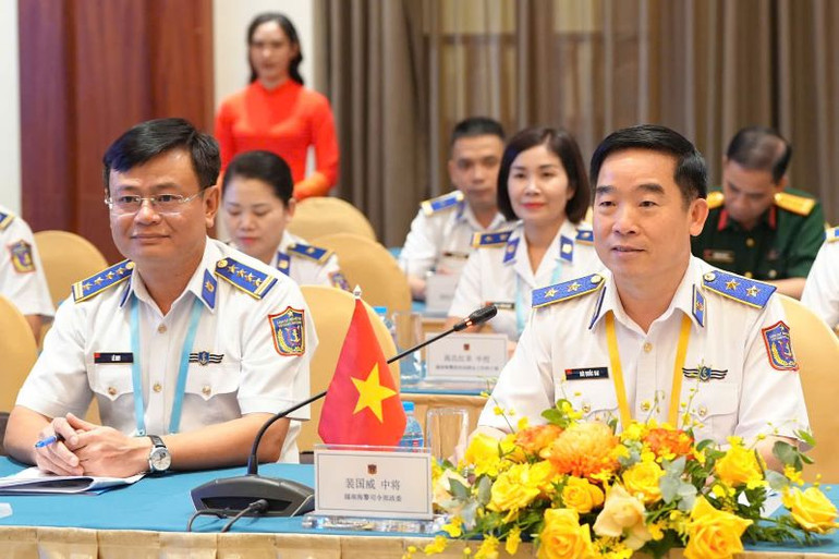 Trung tướng Bùi Quốc Oai, Chính ủy Cảnh sát biển Việt Nam phát biểu tại Hội đàm.