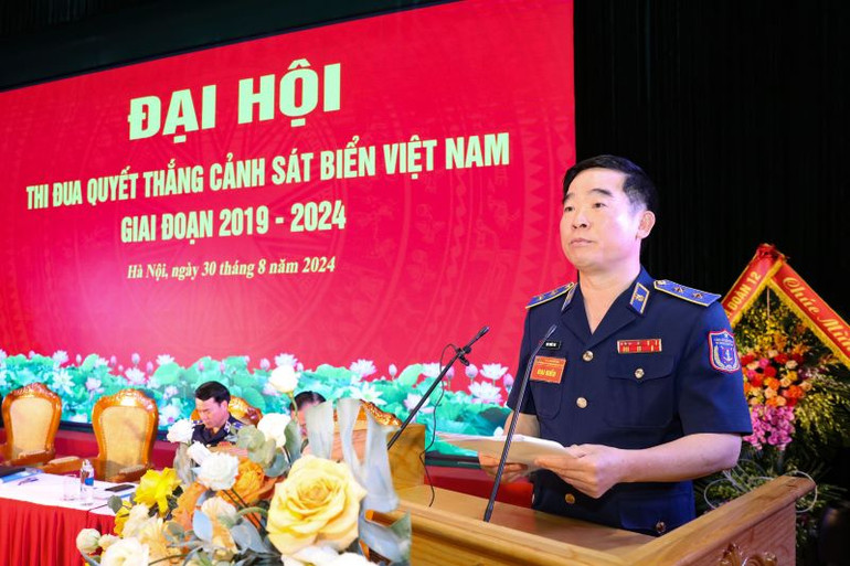 Trung tướng Bùi Quốc Oai, Bí thư Đảng ủy, Chính ủy Cảnh sát biển Việt Nam phát biểu khai mạc Đại hội. Trung tướng Bùi Quốc Oai, Bí thư Đảng ủy, Chính ủy Cảnh sát biển Việt Nam phát biểu khai mạc Đại hội.