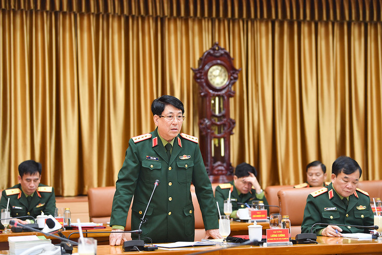 Đại tướng Lương Cường phát biểu tại hội nghị.