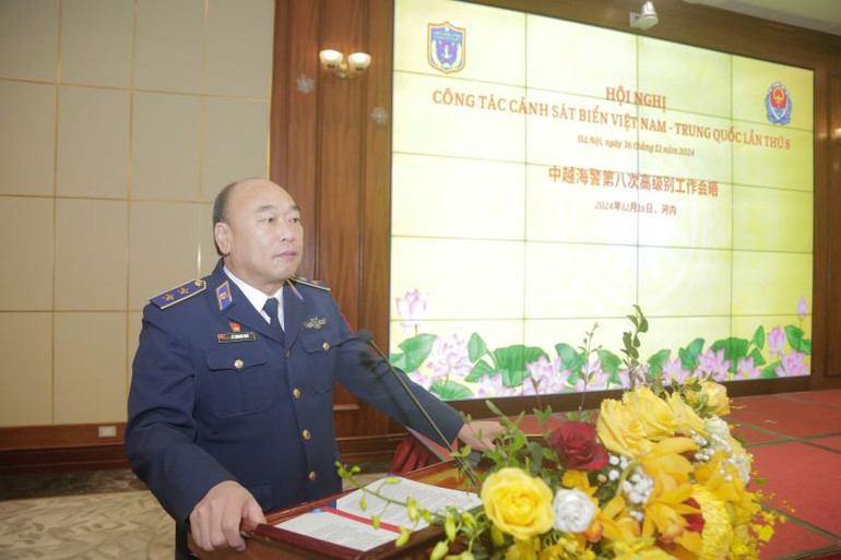 Trung tướng Lê Quang Đạo, Tư lệnh Cảnh sát biển Việt Nam phát biểu khai mạc Hội nghị.