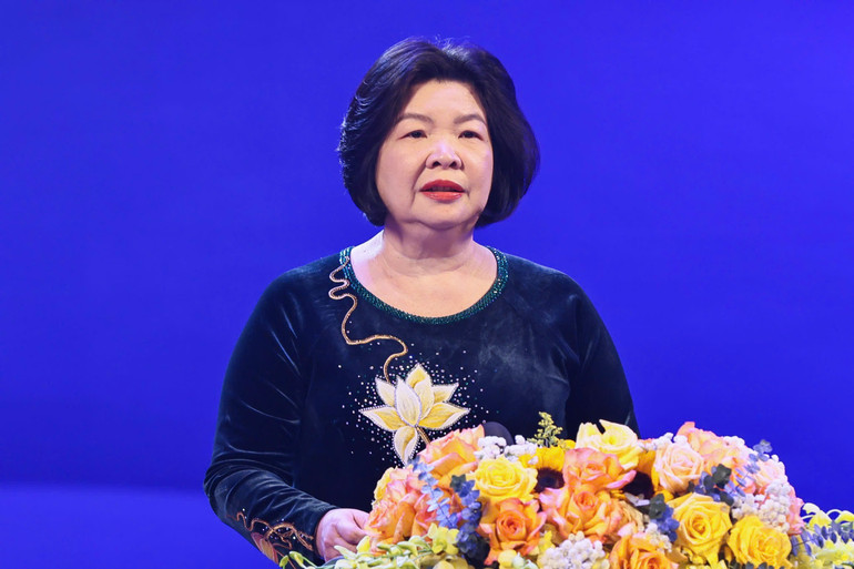 Chủ tịch Liên minh Hợp tác xã Việt Nam Cao Xuân Thu Vân phát biểu tại buổi lễ.