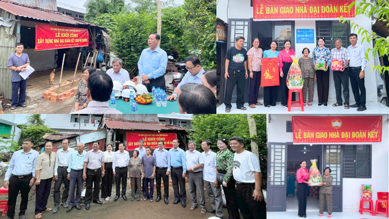 Cụm hình trước và sau khi bàn giao nhà cho bà Nguyễn Thị Phải, phường Thới Bình, quận Ninh Kiều.