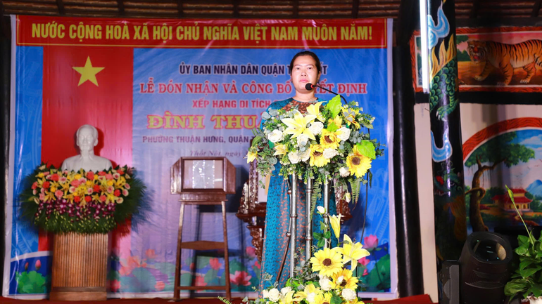 Bà Nguyễn Thị Ngọc Điệp, Phó Chủ tịch Ủy ban nhân dân thành phố Cần Thơ, phát biểu tại buổi lễ.