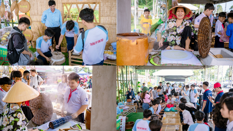 Du khách, người dân thích thú trải nghiệm làm bánh tại Lễ hội.