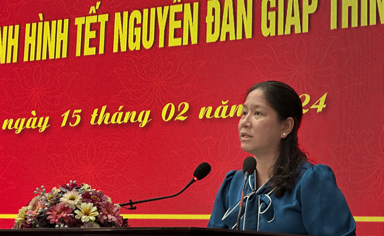 Chủ tịch Ủy ban nhân dân thành phố Bạc Liêu Lê Kim Thúy nêu quyết tâm cụ thể của địa phương ngay sau Tết nguyên đán. (Ảnh: TRỌNG DUY)