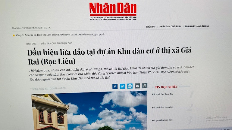 Trước đó, Báo Nhân Dân (báo in và báo điện tử) và Truyền hình Nhân Dân đã nêu dấu hiệu lừa đảo tại dự án này.