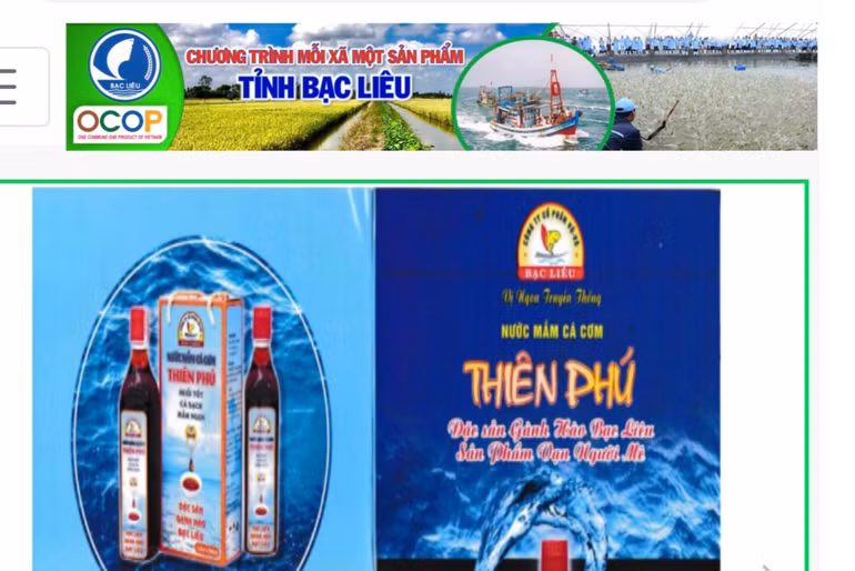 Nước mắm Thiên Phú (Bạc Liêu) là sản phẩm OCOP được công nhận đạt chuẩn 4 sao.