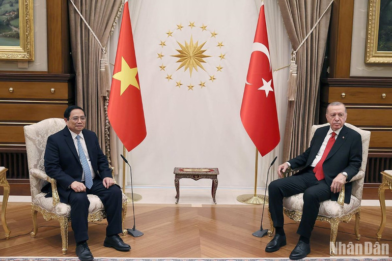 Thủ tướng Chính phủ Phạm Minh Chính hội kiến Tổng thống Thổ Nhĩ Kỳ Recep Tayyip Erdogan.