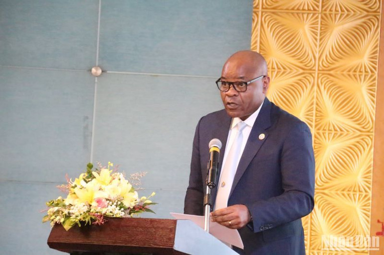 Đại diện Tổ chức Nông lương Liên hợp quốc tại Việt Nam (FAO), ông Rémi Nono Womdim chia sẻ tại Hội thảo. Đại diện Tổ chức Nông lương Liên hợp quốc tại Việt Nam (FAO), ông Rémi Nono Womdim chia sẻ tại Hội thảo.