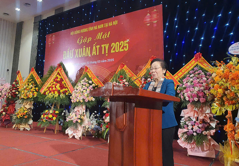 Đồng chí Nguyễn Thị Doan phát biểu tại buổi gặp mặt.