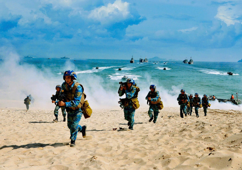 Huấn luyện sát với phương án tác chiến biển, đảo. (Ảnh: PTB)