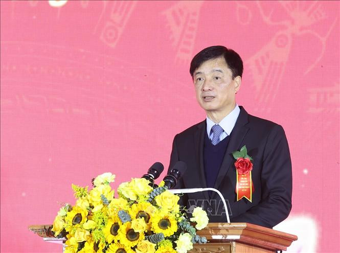 Đồng chí Nguyễn Duy Ngọc, Bí thư Trung ương Đảng, Chánh Văn phòng Trung ương Đảng phát biểu. (Ảnh: Thống Nhất/TTXVN)