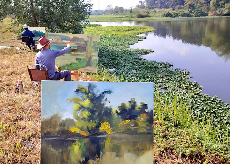 Một tác phẩm được vẽ trực họa.