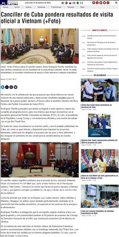 Báo Cuba đưa tin về chuyến thăm chính thức Việt Nam của Ủy viên Bộ Chính trị Ban chấp hành Trung ương Đảng Cộng sản Cuba (PCC), Bộ trưởng Ngoại giao Cuba Bruno Rodríguez Parrilla. (Ảnh: Mai Phương/PV TTXVN tại Cuba)