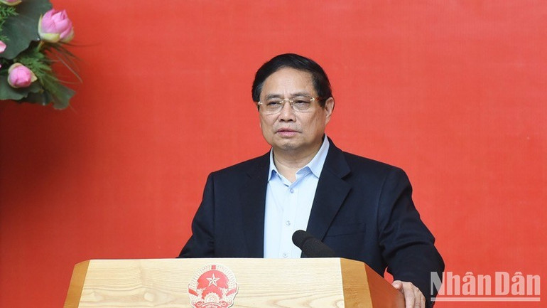 Thủ tướng Phạm Minh Chính phát biểu ý kiến tại phiên họp. (Ảnh: TRẦN HẢI)