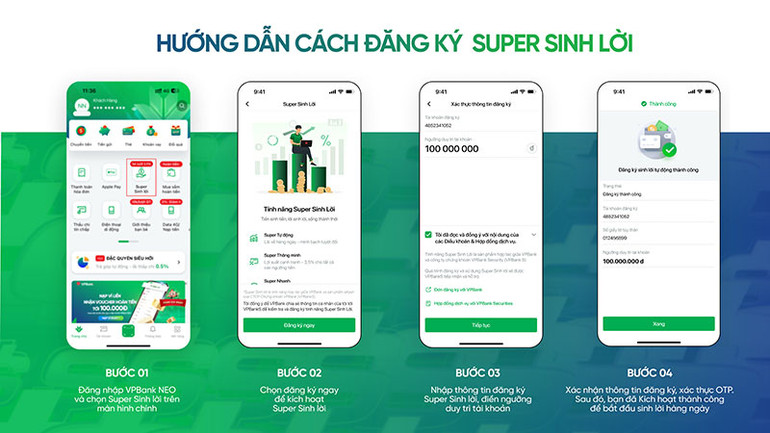 Các bước đăng ký “Super Sinh lời” trên VPBank NEO.